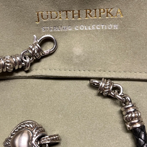 NWOT Judith Ripka sterling Silver Pendant on Black Cord Necklace - Picture 8 of 12